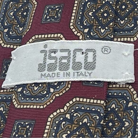 jsaco Italy Burgundy Navy Brown Classic Pure Silk Career Office Necktie NWOT - Picture 4 of 7